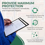 Job Ticket Holders 10x14 - (30 Pack) 8.5x11 Letter Size | Reusable Dry Erase Pockets Black with Metal Rings & Hooks | Durable Clear Shop Sleeves for Work Order | Perfect for Classrooms - Image 5