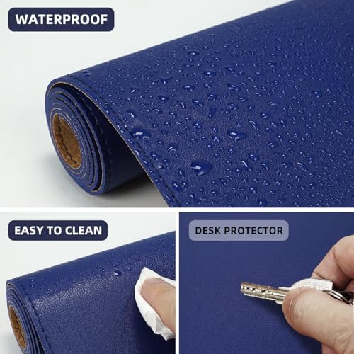 AFIING Cork Desk Mat 47" x 23.6", Dual-Sided Natural Cork & PU Leather Desk Pad, Non-Slip Waterproof Large Mouse Pad for Office, Home & Gaming (Sapphire Blue) - Image 4