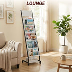 Floor Standing Magazine Holder with 5 Pockets, Journals, Brochure & Literature Display Holder for Trade Shows, Exhibitions, Office, and Shopping Malls, Black - Image 7