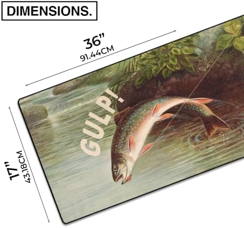 MPCO. Leaping Brook Trout by Samuel Kilbourne Gaming Desk Pad, 36" x 17" - Image 2