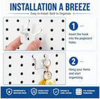 Tandefio 100 Pcs Pegboard Hooks, Picture Hangers for 1/8 & 1/4 in, White - Image 5