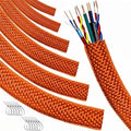 Automotive Wire Loom High Temperature Braided Wire Loom, Split-Sleeve Heat Resistant Wiring Loom Cord Cover for Harness Wires, Self-Wrapping Heavy Duty Sheathing Cable Management Orange (1/2"-30Feet) by MTJSWXSY