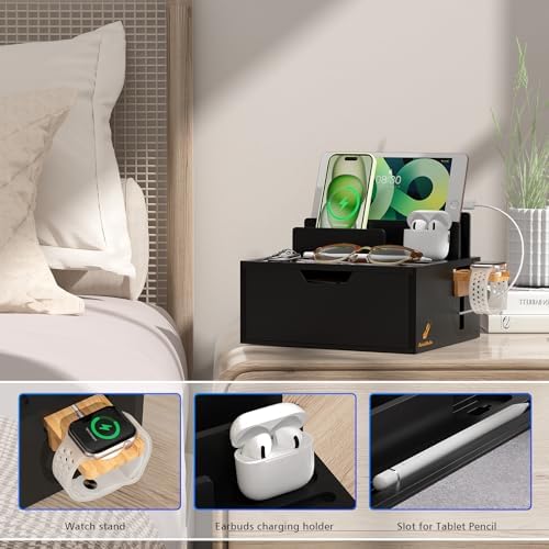 Pezin & Hulin Bamboo Charging Station with Power Charger & Cables-Natural - Image 5