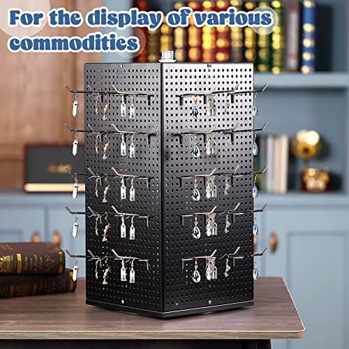 Geelin Metal Pegboard Display with 50 Hooks, 9.8 x 9.8 x 20.5 in Rotating Display Stand Racks for Craft Shows Pegboard Organizer with Peg Hooks for Jewelry Organizing Retail(Black) - Image 5
