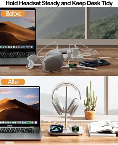 HiWe Headphone Stand, 2-in-1 MagSafe Wireless Charger for iPhone/iWatch - Image 5