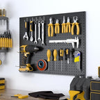 Spampur Peg Board, 4 Pack Metal Black Pegboard Panels with 50 Hooks - Image 2