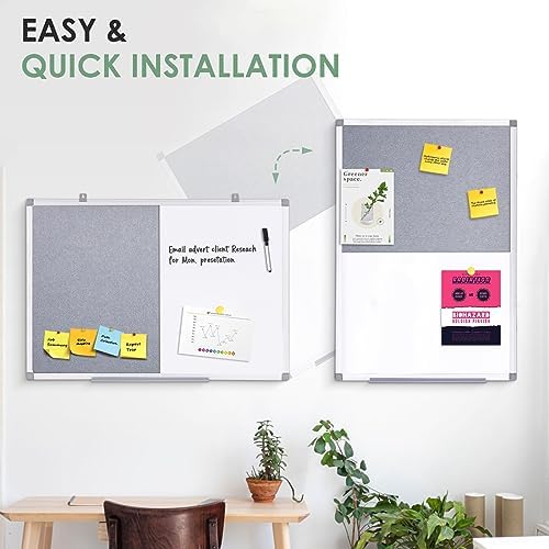 SWANCROWN Bulletin Board White Board Combo, 24 x 18 in, Aluminum Frame - Image 4