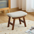 Foot Stool,Under Desk Foot Rest Ottoman, Washable Stool for Office, Living Room, Bedroom (Brown Legs-Beige Stool Seat) - Image 2