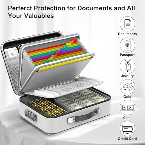 COLCASE Fireproof Document Organzier with Lock, Hard Fireproof Document Box - Image 5