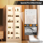 VINGLI Lockable Display Cabinet with Glass Doors & 5 Adjustable Shelves, 71" Tall White Metal Storage Cabinet Curio Liquor, Bookshelf Bookcase for Home Office Living Room Pantry Garage - Image 4