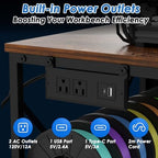 3D Printer Table with Filaments Storage, 3D Printer Stand Storage Rack with Drawer, Wood Desktop Printing Workstation with 4-Tier Spool Holder for Workshop Studio Office - Image 4