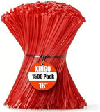 XINGO 16 Inch Red Zip Ties 1500 PCS, 85 LBS Tensile Strength, UV Resistant Cable Ties, Premium Self-locking Plastic Ties for Indoor and Outdoor Use by XINGO