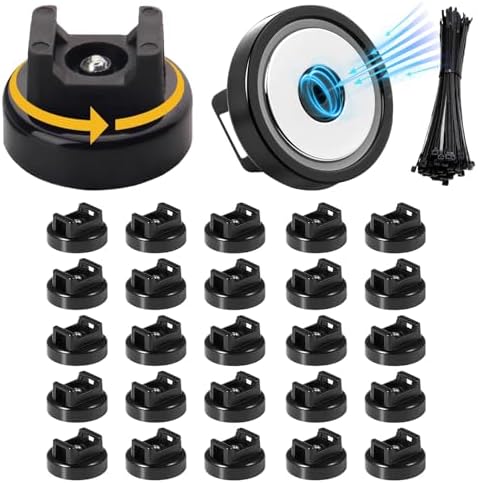 25 Pcs zbab1 Magnetic Zip Tie Mount Base, 35LBS Strong Magnetic Wire Holder & Cable Clips,Magnetic cable management for cars, offices, homes, and boats Diameter 25mm by Unknown