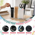 Mototo 4PCS Acrylic Pen Holder Back to School 3 Compartments Pen Organizer - Image 3