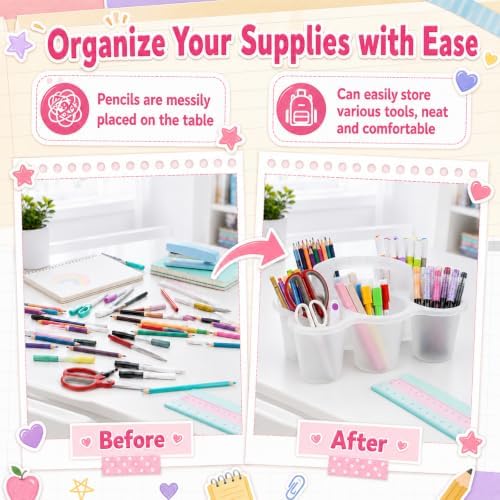 gisgfim 6 Pack Classroom Caddy Organizer with Handle, 6 Compartments, Clear - Image 4