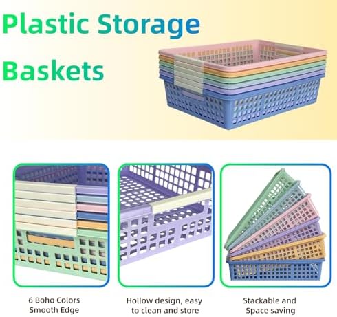 6 Pack Plastic Turn in Paper Trays for Classroom, Storage Bin Baskets - Image 4