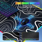 Mouse Pad with Phone Holder, Wireless Charging Desk Mat, RGB Gaming Mousepad Home Office Large Desk Pad with Ultra-Smooth Surface, Non-Slip Base, Waterproof Keyboard Pad,Topographic Black - Image 5