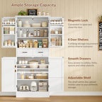Farmhouse Pantry Cabinet, Tall Kitchen Storage Cabinet with Barn Doors - Image 4