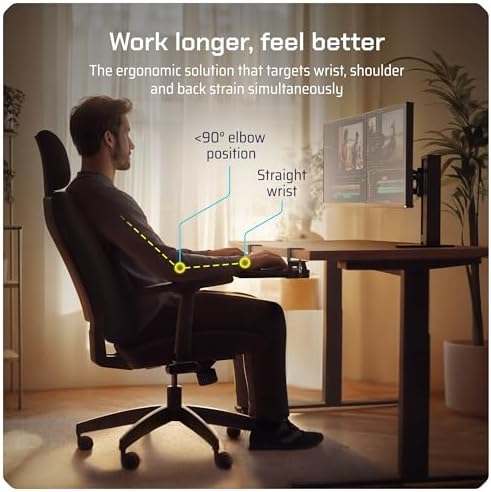 Keyboard Tray | Under Desk Keyboard Tray Slide Out w/Adjustable C-Clamps for Desks Up to 1.5-Inch-Thick | Clamp On Drawer with 1x USB-C to 4 USB-A Hub and 1x Five-Cable Management Organizer - Image 5