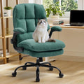 Comfy Office Chair Soft and Double Cushioned Ergonomic Computer Desk Chairs for Long Hours Executive Office Chair with Flip-up Armrests and Height Adjustment for Home Office Tealblue by Ergazivy