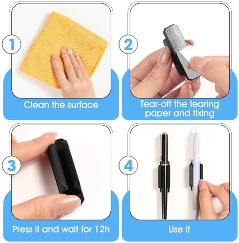 VZZNN 80 Pack Adhesive Pencil Holders for Desk - Reusable Silicone Pen Grips for Desk Organization, Wall, Clipboard, Office & Teacher Supplies with Strong Sticky Pads - Image 6
