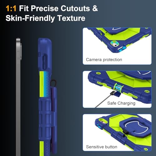 Case for iPad (A16) 11th/10th Generation 11/10.9 Inch 2025/2022, Ubearkk for iPad a16 case with Screen Protector, 360 Degree Rotating Stand Shoulder Strap Pencil Holder,Navy Green - Image 5