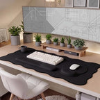 Sabary Scalloped Desk Mat Keyboard Mouse Pad Set Black 31.5 x 15.7 Inch - Image 6