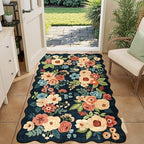 DUKINO 3x5 Area Rugs, Non Slip Floral Washable Rug for Bedroom, Navy Blue by DUKINO