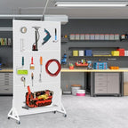 Eastern Tree Metal Pegboard Display Stand 3.5 x 6 Feet with 30 Hooks, Standing Pegboard Display with Wheels, Peg board Display Rack, Large Pegboard Panels - White - Image 7