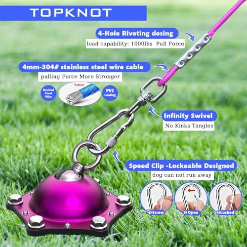 TOPKNOT Dog Tie Out Cable and Stake,(up to 200lbs) 360°Swivel Dog Run- No Tangle,with 15FT Heavy Duty Tie Out Cable for Dogs,Runner for Yard,Ideal for Outdoor Camping - Image 3