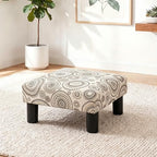 Joveco Small Foot Rest Stool Ottoman, Square Upholstered Fabric Footstool for Couch, Under Desk, Office, Living Room, Printing Beige by Joveco