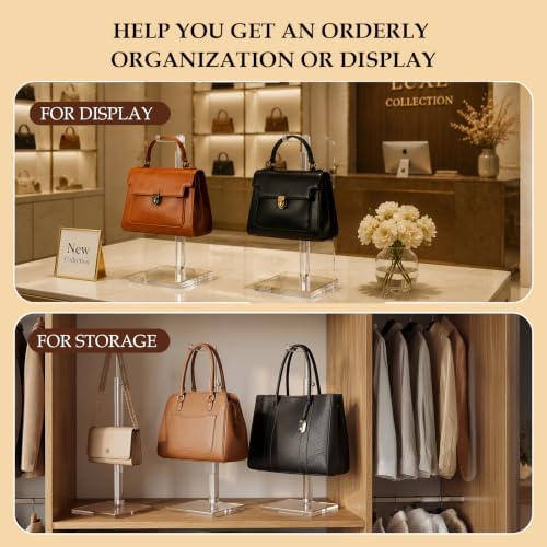 2-Pack Acrylic Purse Display Stands, 14"-24" Adjustable Handbag Holder - Image 4