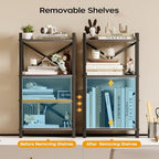 Desktop Bookshelf, 4-Tier Stackable Narrow Bookcase, Adjustable Industrial Desk Organizer & Hutch - Rustic Brown Wood Desktop Book Organizer for Living Room, Bedroom & Home Office - Image 5