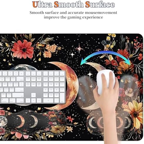 Desk Mat and Mouse Pad Set,Keyboard Mat with Wrist Support - Image 4