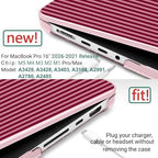 DONGKE Compatible with MacBook Pro 16 Inch Case (2026-2021 Release, M5 M4 M3 M2 M1 Pro/Max Chip), Plastic Hard Shell with Keyboard Cover & Screen Protector for MacBook Pro 16", Red & Pink Stripes - Image 2