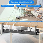 Under Desk Cable Management Tray – No Drill, Retractable Metal Cord Organizer with Clamp Mount, Adjustable Length (11.4" to 21.6"), Desk Wire Organizer for Home Office & Standing Desks, Black - Image 3