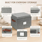 2-Pack Collapsible Letter Storage Bins with Lid - Grey - Image 3