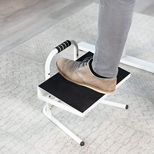 VIVO Ergonomic Height Adjustable Foot Rest Relief Platform, Elevated Stool for Comfortable Sit to Stand Workstation, Non-Slip Surface, Portable, Home Office Classroom Use, White, STAND-FT01W - Image 2