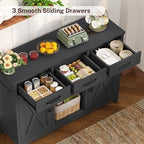 TEENFON Coffee Bar Cabinet with 3 Drawers, Farmhouse Buffet Cabinet - Image 6
