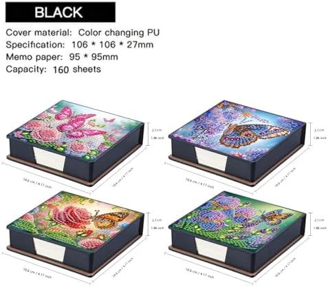 Diamond Art Painting Note Box, 4pcs Beautiful Butterfly PU Gem Art Storage Container with 640 Sheets, Relaxing DIY Craft Kit for Home Office Organization Birthday Anniversary - Image 5