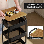 3-Tier Rolling Cart with Table Top, Metal Utility Cart on Wheels - Image 3