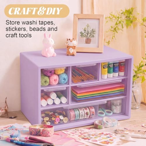 Briwooody 6 Pack Small Drawer Organizer Stackable Desktop Storage, Purple - Image 6