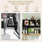 LDAILY Desktop Bookshelf, 2-Tier Office Desk Shelf Organizer Desk Hutch with 4 Shelves, 37’’L Wood Storage Rack Display Shelf for Computer Desk, Office, College Dorm, Bedroom (Black) - Image 3