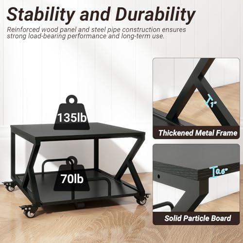 Natwind 2 Tier Printer Stand,23.6''x23.6'',with Pull Out Shelf,Black - Image 5