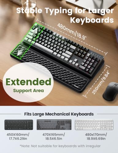 Vaydeer Extra-Large Keyboard Wrist Rest, Ergonomic Keyboard Stand with Wrist Rest, Ergonomic Keyboard Riser with Soft Memory Foam Cushion for Typing, Gaming, Home Office, Carpal Tunnel Pain Relief - Image 3