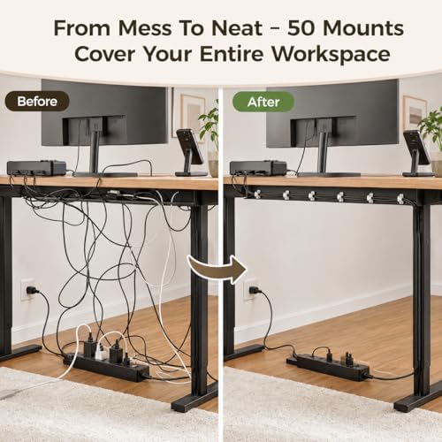 Magnetic Cable Zip Tie Mounts Kit, 50 Pcs Holders with 200 Pcs Cable Ties, Heavy-Duty Magnetic Wire Management for Desk, Office, Home, Automotive, Marine, Multipurpose Cable Clips Organizers, Silver - Image 3