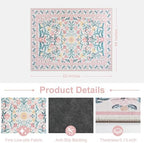Anidaroel 48"x60" Office Chair Mat for Hardwood Floor/Tile Floor, Anti-Slip Floral Desk Mat for Chair,Boho Desk Rug for Office, Low Pile Office Rugs for Rolling Chairs, Blush Pink Floor Protector Rug - Image 4