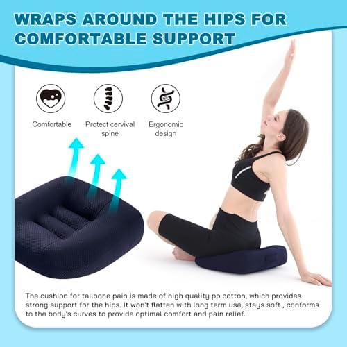 Office Chair Cushions for Back and Butt, Ergonomic Chair/Seat Cushion for Long Sitting, Sitting Pillow for Automobile, Wheelchair, Computer, Office Chair Hip Support (Blue) - Image 4