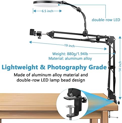 ChromLives Overhead Phone Mount with Ring Light, Overhead Tripod Phone Holder Mount for Video Recording, Flexible Articulating Arm Overhead Phone Stand Top Down Camera Mount with Light - Image 6