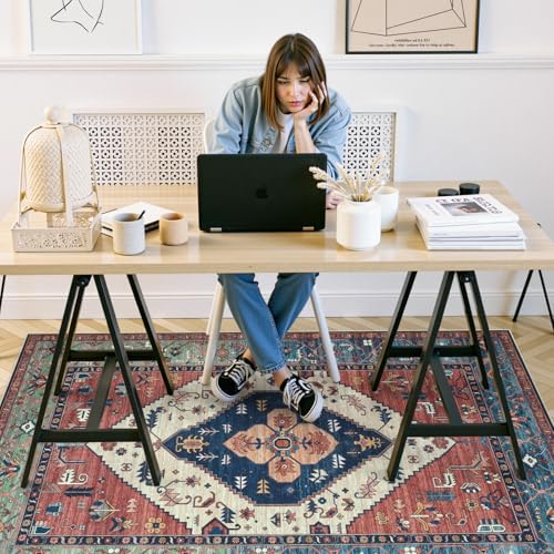 Anidaroel 5x7 Home Office Chair Mat for Hardwood Floor, Ant-Slip Computer Chair Mats for Rolling Chair, Office Floor Mat, Non Curling Chair Mats, Rust - Image 2